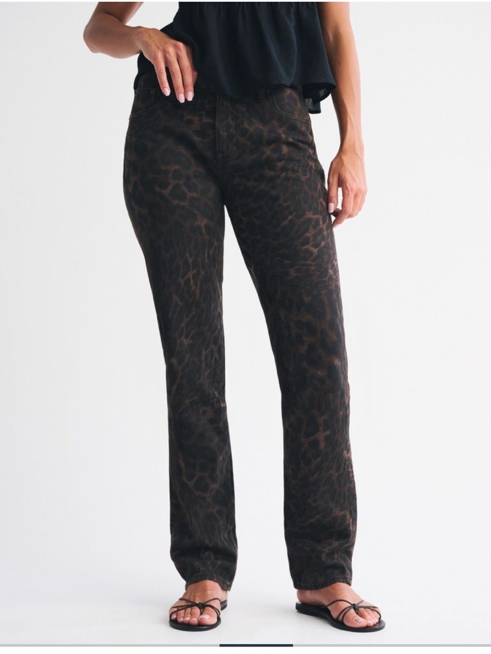 NWT curve love mid-rise Leopard Print Straight Leg Jeans cheetah long - Picture 4 of 9